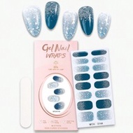 16pcs Semi-Cured Gel Nail Stickers, Blue Glitter 3D Self-Adhesive Full Nail Wraps, Suitable For Any 