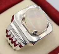 蛋白石戒指｜天然白蛋白石｜澳洲手作飾品｜純銀戒指