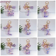 BARR1YP A To Z 26 Alphabet Keyring, A To Z 26 Initials Alphabet Purple Snowflakes Letter Keychain, B