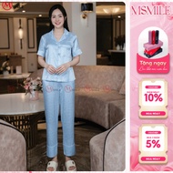 MSMILE home wear set, high quality Satin silk, short shirt and long pants, smooth and airy material 