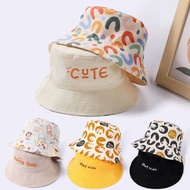 Letter Embroidered Baby Bucket Cap Cartoon Double Sided Kids Panama Sun Hat Summer Outdoor Boy Girl 