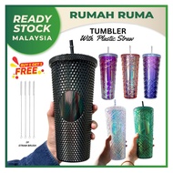 Starbucks Tumbler Bottle With Straw Studded/Crystal/Mermaid Series Stainless Steel ABS Coffee Water Bottle 20/24oz