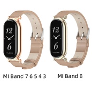 สำหรับ MI Band 8 7 6 5 4 3สายหนังสายนาฬิกาข้อมือสำหรับ Xiaomi Smart Band 8สร้อยข้อมือสายนาฬิกาสำหรับเปลี่ยนอุปกรณ์เสริม