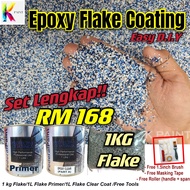 1 set DIY Epoxy Flake Coating ( 1KG FLAKE / 1L WP PRIMER / 1L WP CLEAR COAT ) lantai floor Toilet Waterproofing