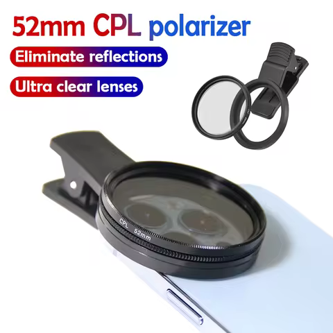52mm CPL Filter Phone Camera Lens Clip-on Polarizer Filter Lens Clip For iPhone 15/14/13/12/11 Smart