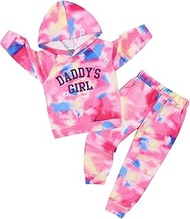 Toddler Girl Clothes Tie Dye Hoodie+Sweatpants 2Pcs Tie-dying Toddlers Girls Outfits 1-6Y Kids Sweat