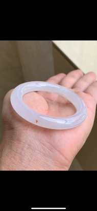 冰種翡翠天然翡翠玉鐲A玉手鐲 玉鈪 • 冰種藕粉灑紅金翡翠圓鐲