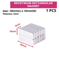 30mm x 10mm x 5mm Rare Earth Neodymium Rectangular Magnet