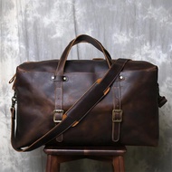 New store openingMens Large Business Leather Luggage Retro Cowhide Fashion Suitcase Crazy Horse Leat
