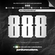 888 - ANGEL NUMBER Cutout Sticker Decal for Motorcycle, Car, and Bike | PUROKUNO CUSTOMS