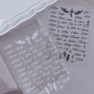 Black White Letter Words Nail Stickers Angel Wings letter Mixed Designs Holographic Y2K Nail DIY Dec
