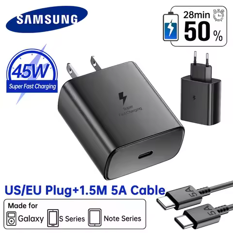Original Samsung Charger 45W PD Super Fast Charge EU US Adapter Galaxy S25 S24 Ultra S23 S22 S21 A56