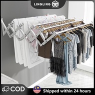 【LingLing】HM 1M-2M 3/4/5 Bar Stainless Steel Retractable Wall Mounted Clothes Hanger Ampaian Baju Re