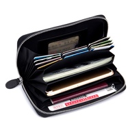 Solid Color Women's Leather Wallet Men's Passport Wallet Wallet Men Leather Utility Long Zipper Wallet Women's Clutch Bag
