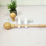 CHS YELLOW WOOD FINISH design Round Head Extendable Curtain Rod 58inches / 78inches 19mm