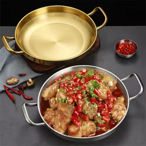 Stainless Steel Seafood Rice Pot Home Cooking Paella Pan Picnic Snack Plates Cookware Saucepan Dry P