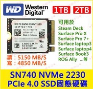 五年保固 WD SN740 固態硬碟 SSD 1TB 2TB Surface pro7+ 商務版 Pro9 pro X
