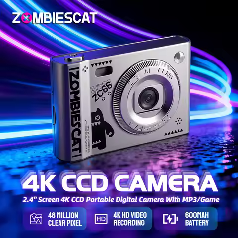 ZombiesCat XJ01 4K Digital Camera 48MP Pixel Retro CCD Portable Card Cameras Entry-level 8X ZOOM Aut