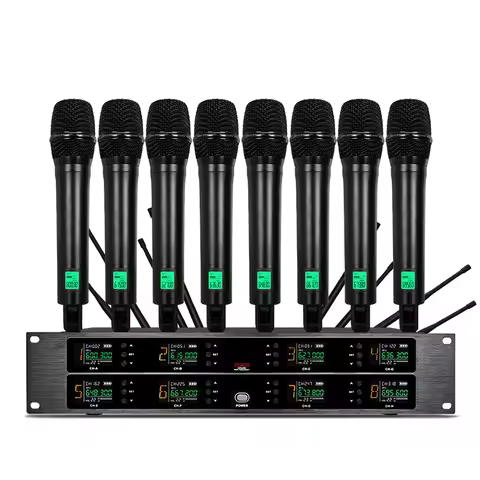 Professional wireless microphone UHF 8-channel handheld collar clip, conference microphone karaoke, 