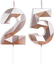 Candles for 25th Birthday, Candle with Number 25, Rose Gold Candles, Birthday Candle for Cake, Happy