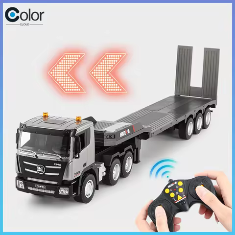 Huina Rc Flat Truck Model 9ch 1:24 Alloy Engineer Vehicle 2.4g Remote Control Car Radio Controlled T