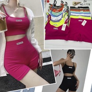 ZH.1778 ชุดเซทสปอร์ตบราsweet babyงานผ้าร่อง11สี บราสปอร์ต+กางเกงขาสั้น ชุดโยคะ ชุดออกกำลังกายผู้หญิง