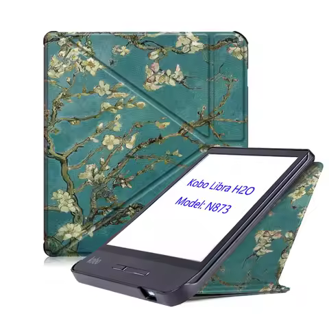Stand Case For Kobo Libra H2O 7" EReader Ebook Pocket Pouch Premium Leather Multiangle Origami Model
