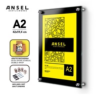 HITAM Ansel Acrylic Wall Frame / Acrylic Wall Photo Frame / A2 Black / 2 mm