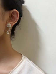 天然白水晶 耳環透透小花 耳環 亮片水晶耳環
