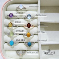 Top1jewelry แหวนพลอยแท้ โอปอล โกเมน moonstone Citrine Amethyst Blue Topaz Prehnite เงินแท้