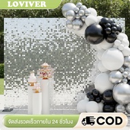 Loviver 49 Pieces Reflective Sparkle Wall Backdrop Mirrored Sequin Backdrop Panel Shiny Sparkle Pane