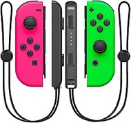 Play+ Controller for Nintendo Switch, Lite/OLED, Replacement for Joy-Con (L/R) - Neon Pink/Neon Green, Support Dual Vibration/Wake-up/Motion Control