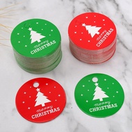 50 Pcs Tag Krismas Christmas tag colorful round happy new year gift packaging box decoration product thank you label DIY handmade gift tag Christmas party supplies Hang Tags  kad