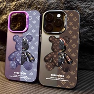 Luxury Retro Robot Bear Matte Phone Case Hard Shockproof Plating Cover For Samsung Galaxy A05 A03S A