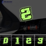 OKCATZONE 1PC Motorcycle Luminous Stickers 0-9 Number Waterproof Motorbike Fuel Tank Electric Scoote