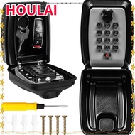 HOULAI Key Code Lock, Wall Mount Waterproof Key Lock Box, Durable with Push Button Digit Combination Key Storage Secret Box