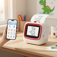 AI Sticker Art Printer, Compact Inkless Drawing Tool with Screen, Kids Educational Craft Device for 