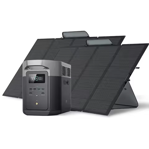 ecoflow DELTA2 Max +Two 400W Solar Panel 2400W Portable Station Lifepo4 Battery Flashlight Home Outd