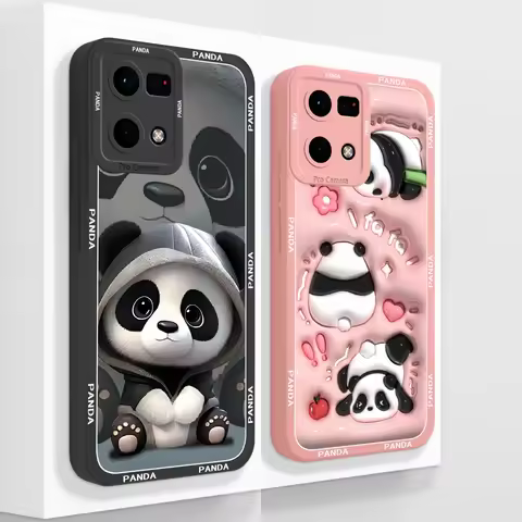 Cute Panda Case For Oppo Reno 7 Pro 7Z 7Lite Phone Cover Soft Liquid Silicone Anti Drop Back Covers 