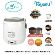 TOYOMI 0.6L Mini Rice Cooker with Duo Pot RC 818 Electric Rice Cooker