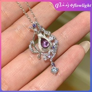 Luxury silver-plated purple diamond necklace fashionable silver-plated diamond collarbone chain