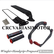 PAKET 3IN1 Winglet Mirror + Carbon Proguard + Scale Handgrip Ninja250 ZX25R CBR R15 GSX Universal