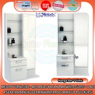 [INSTANT] MELODY FURNITURE GLASS DRESSING TABLE KA MR WHITE GLOSS 1 DRAWER 4 Separator DECORATIVE KA