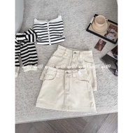 Beige jeans skirt
