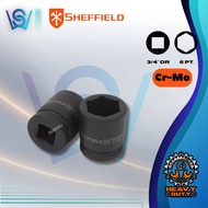 SHEFFIELD Cr-Mo 3/4" Dr. 6point Standard Impact Box Socket Black Heavy Duty Lorry Tyre Nut 21m30m32m