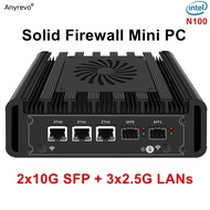 Solid Mini PC 2x10G SFP+ 3x2.5G LANs Intel i3 N300 N150 Firewall Computer DDR5 NVMe Server Host Prox