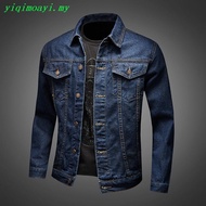 Ready Stock jaket lelaki motorcycle Jekat Spring and autumn blue vintage denim jacket men's casual v