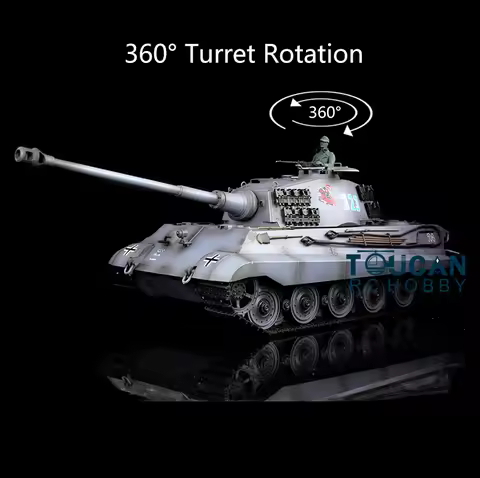 1/16 Scale HENG LONG 7.0 Plastic German King Tiger RTR RC Tank 3888A 360° Turret Gifts TH17533-SMT9