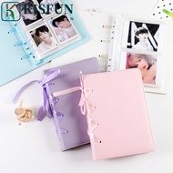 KISFUN Leather Photo Album, High Capacity DIY Bow Tie Strap Photo Album, Elegant Cartoon Cute A6 Pho