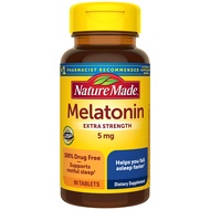 Nature Made Melatonin 5mg Extra Strength Tablets, 100% Drug Free Sleep Aid for Adults, 90 Tablets, 9